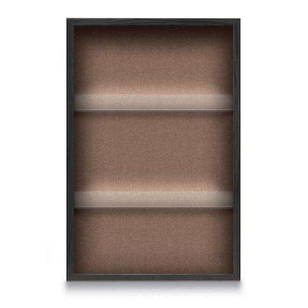 United Visual Products Outdoor Enclosed Combo Board, 48"x36", Satin Frame/Grey & Buff UVCB4836OD-GREY-BUFF - main